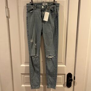 PAIGE Women's Light Blue Ripped Skinny Jeans